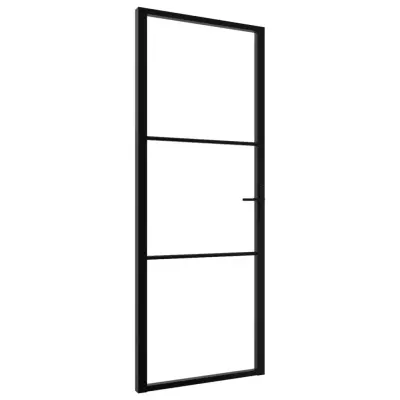 vidaXL Notranja vrata ESG steklo in aluminij 76x201,5 cm črna