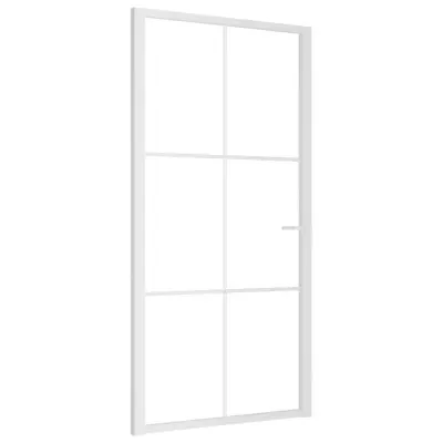 vidaXL Notranja vrata 102,5x201,5 cm bela ESG steklo in aluminij