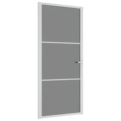 vidaXL Notranja vrata 93x201,5 cm Bela ESG steklo in aluminij