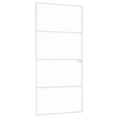 vidaXL Notranja vrata bela 93x201,5 cm kaljeno steklo aluminij tanka