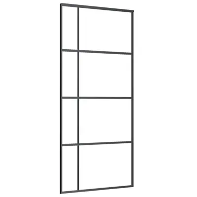 vidaXL Drsna vrata ESG steklo in aluminij 90x205 cm črna