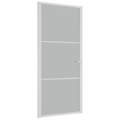 vidaXL Notranja vrata 93x201,5 cm Bela mat steklo in aluminij
