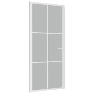 vidaXL Notranja vrata 93x201,5 cm Bela mat steklo in aluminij