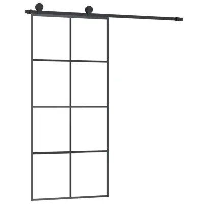 vidaXL Drsna vrata z opremo 90x205 cm ESG steklo in aluminij