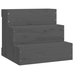 vidaXL Stopnice za hišne ljubljenčke sive 40x37,5x35 cm trdna borovina
