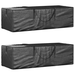 vidaXL Torba za shranjevanje vrtnih blazin 2 kosa črna 135x40x55cm PE