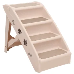 vidaXL Zložljive stopnice za pse krem 62x40x49,5 cm