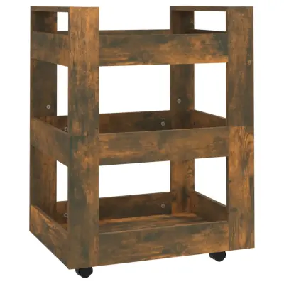 vidaXL Kuhinjski voziček dimljen hrast 60x45x80 cm inženirski les