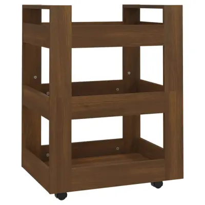 vidaXL Kuhinjski voziček rjav hrast 60x45x80 cm inženirski les