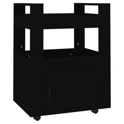 vidaXL Kuhinjski voziček črn 60x45x80 cm inženirski les