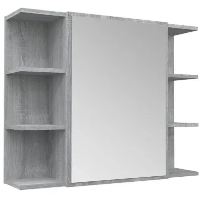 vidaXL Kopalniško ogledalo siva sonoma 80x20,5x64cm inženirski les