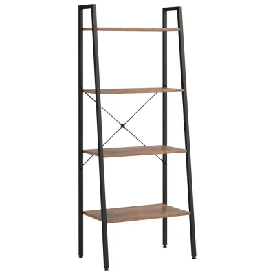 vidaXL 4-nadstropni stoječi regal temno rjav in črn 56x35x140 cm