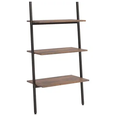 vidaXL 3-nadstropni prislonski regal temno rjav in črn 64x34x116 cm