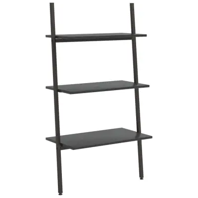 vidaXL 3-nadstropni prislonski regal črn 64x34x116 cm