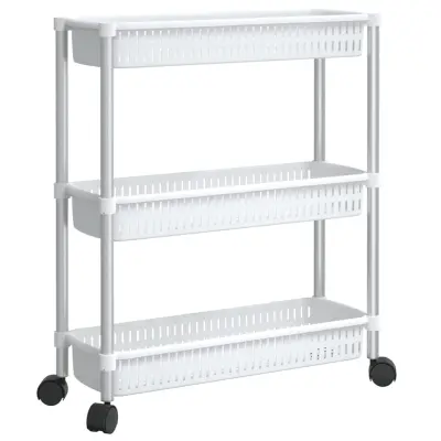 vidaXL 3-nadstropni voziček za shranjevanje srebrn in bel aluminij