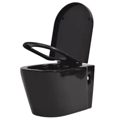 vidaXL Viseča WC Školjka Keramična Črna