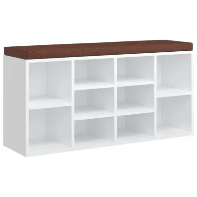 vidaXL Regal za čevlje visok sijaj bel 103x30x48 cm inženirski les