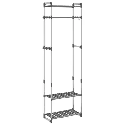 vidaXL 3-nadstropno stojalo za oblačila srebrno 59x29x192 cm aluminij