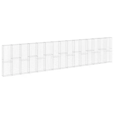 vidaXL Gabionska stena s pokrovi pocinkano jeklo 900x30x200 cm