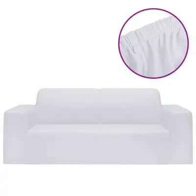 vidaXL Raztegljiva prevleka za kavč bela siva poliester jersey