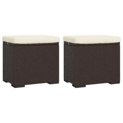 vidaXL Tabure z blazino 2 kosa rjave barve 40x30x40 cm poli ratan