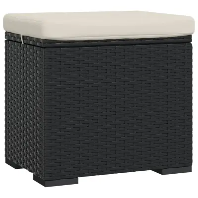 vidaXL Tabure z blazino črn 40x30x40 cm poli ratan