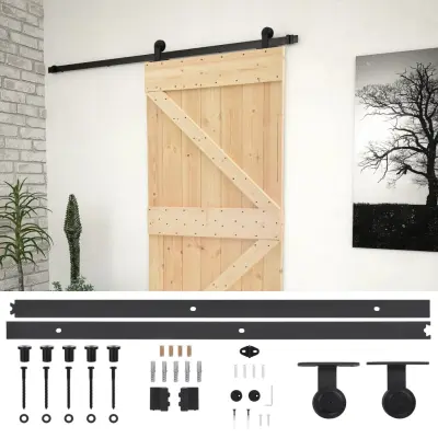 vidaXL Drsna vrata s kompletom vodil 80x210 cm trdna borovina
