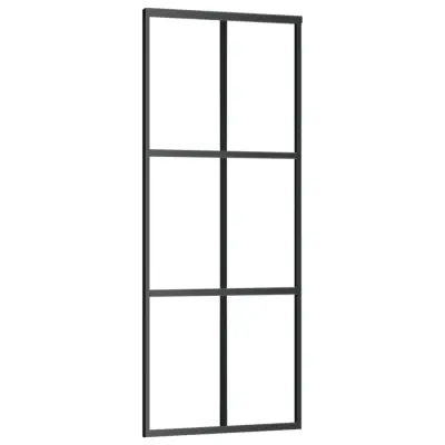 vidaXL Drsna vrata ESG steklo in aluminij 76x205 cm črna
