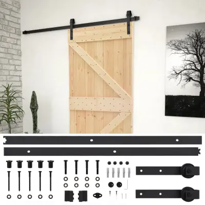 vidaXL Drsna vrata s kompletom vodil 90x210 cm trdna borovina