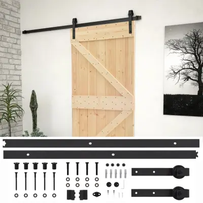 vidaXL Drsna vrata s kompletom vodil 90x210 cm trdna borovina