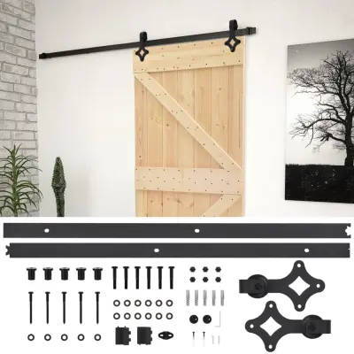 vidaXL Drsna vrata s kompletom vodil 90x210 cm trdna borovina
