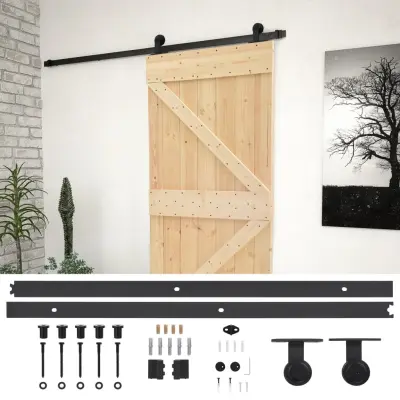 vidaXL Drsna vrata s kompletom vodil 80x210 cm trdna borovina
