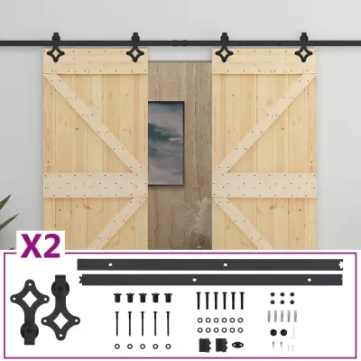 vidaXL Drsna vrata s kompletom vodil 80x210 cm trdna borovina