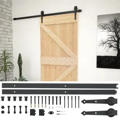 vidaXL Drsna vrata s kompletom vodil 90x210 cm trdna borovina