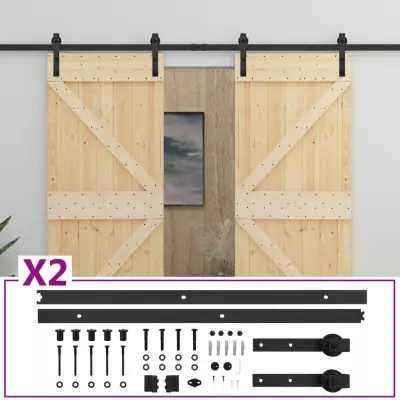 vidaXL Drsna vrata s kompletom vodil 80x210 cm trdna borovina