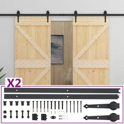 vidaXL Drsna vrata s kompletom vodil 90x210 cm trdna borovina