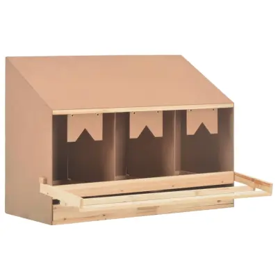 vidaXL Gnezdišče za kokoši s 3 predelki 93x40x65 cm trdna borovina
