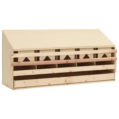 vidaXL Gnezdišče za kokoši s 5 predelki 117x33x54 cm trdna borovina