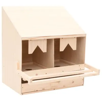 vidaXL Gnezdišče za kokoši z 2 predelkoma 63x40x65 cm trdna borovina