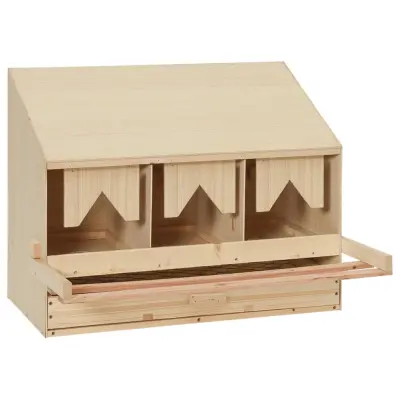 vidaXL Gnezdišče za kokoši s 3 predelki 72x33x54 cm trdna borovina