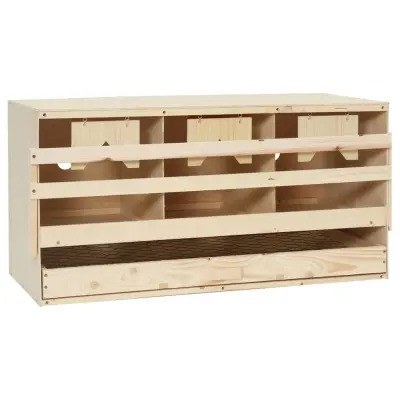 vidaXL Gnezdišče za kokoši s 3 predelki 72x33x38 cm trdna borovina
