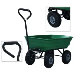 vidaXL Vrtni ročni voziček 300 kg 75 L zelen