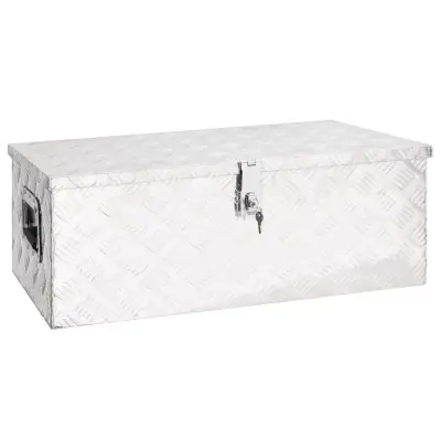 vidaXL Škatla za shranjevanje srebrna 80x39x30 cm aluminij