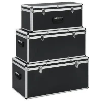 vidaXL Kovčki za shranjevanje 3 kosi črn aluminij