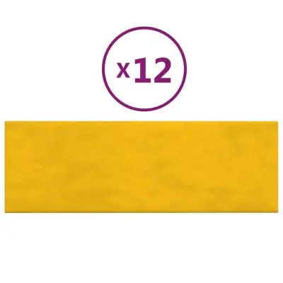 vidaXL Stenski paneli 12 kosov rumeni 90x30 cm žamet 3,24 m²