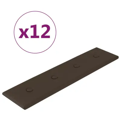 vidaXL Stenski paneli 12 kosov rjavi 60x15 cm umetno usnje 1,08 m²