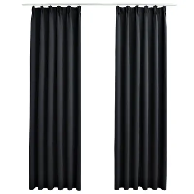 vidaXL Zatemnitvene zavese z obešali 2 kosa črne 140x175 cm