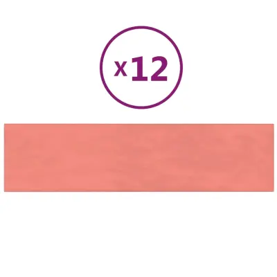 vidaXL Stenski paneli 12 kosov roza 60x15 cm žamet 1,08 m²