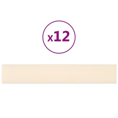 vidaXL Stenski paneli 12 kosov krem 90x15 cm žamet 1,62 m²