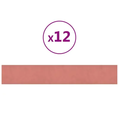vidaXL Stenski paneli 12 kosov roza 90x15 cm žamet 1,62 m²